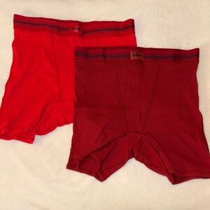 Skims Red Ribbed Cotton Boxer